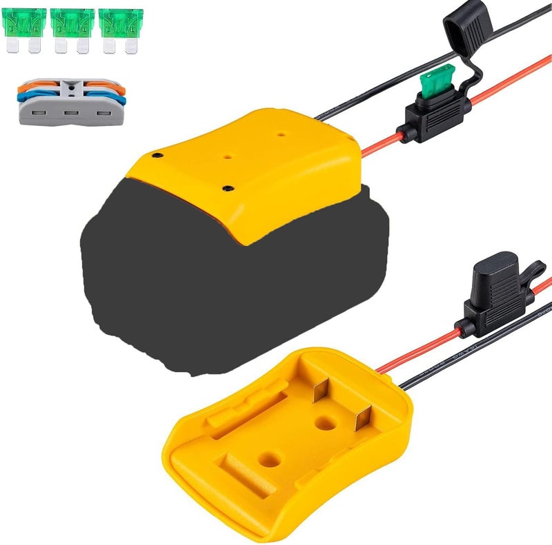 Crivnhar Power Wheel Adapter Compatible for Dewalt 20V Battery with Fuse & Wire terminals, fit for 20V DCB206 DCB200; Power Wheel Battery Converter for Robotics, DIY use - Image 1